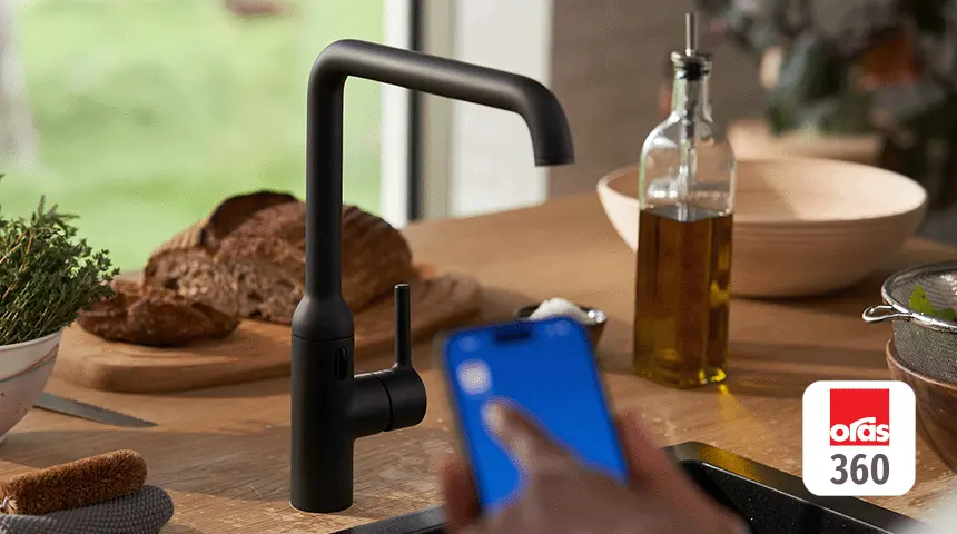 Use the Oras 360 App to control and customize Oras Optima touchless faucets, 